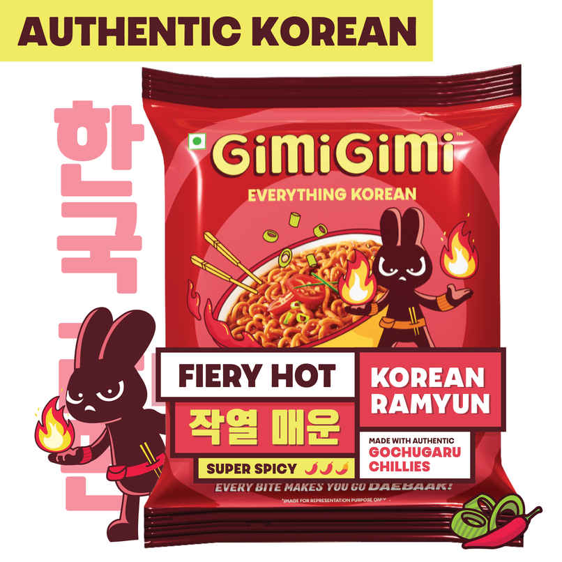 Gimi Gimi - Fiery Hot - Veg Korean Ramen Noodles Gimi Gimi - Fiery Hot - Veg Korean Ramen Noodles