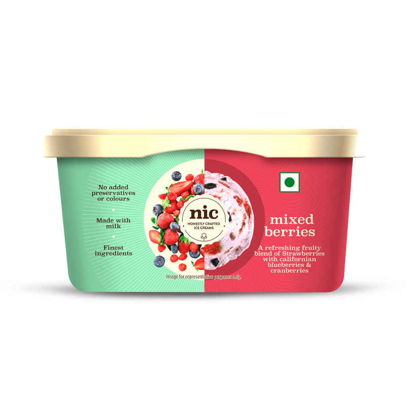 NIC Mixed Berries Ice Cream Tub | Preservative Free | No Artificial Flavors