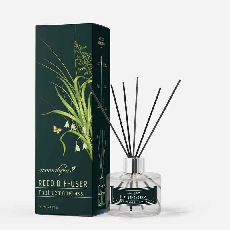 Aromahpure Premium Reed Diffuser with 6 Fiber Reed Stick Lemongrass