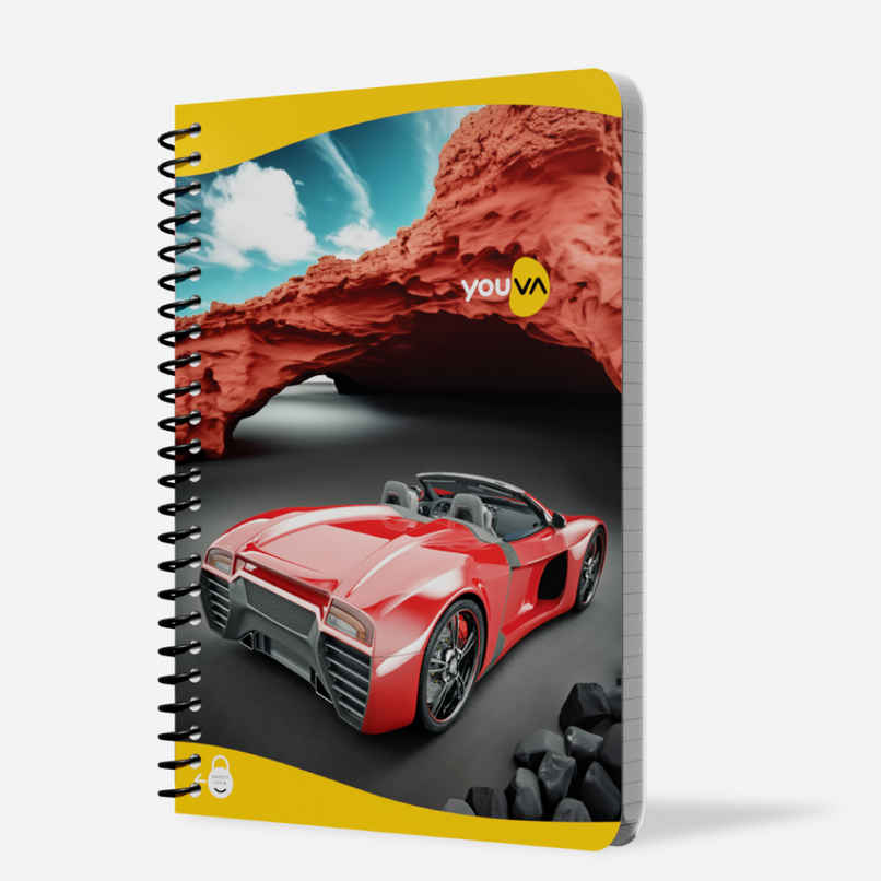 Navneet Youva Spiral Bound Single Line 400 Pages Long Notebook With Safety Lock A4 size 21x29.7cm | Assorted