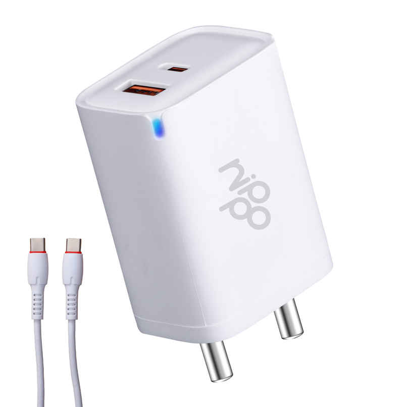Nippo 45W Turbo Charger With Charging Indicator | Gan Technology | White Nippo 45W Turbo Charger With Charging Indicator | Gan Technology | White