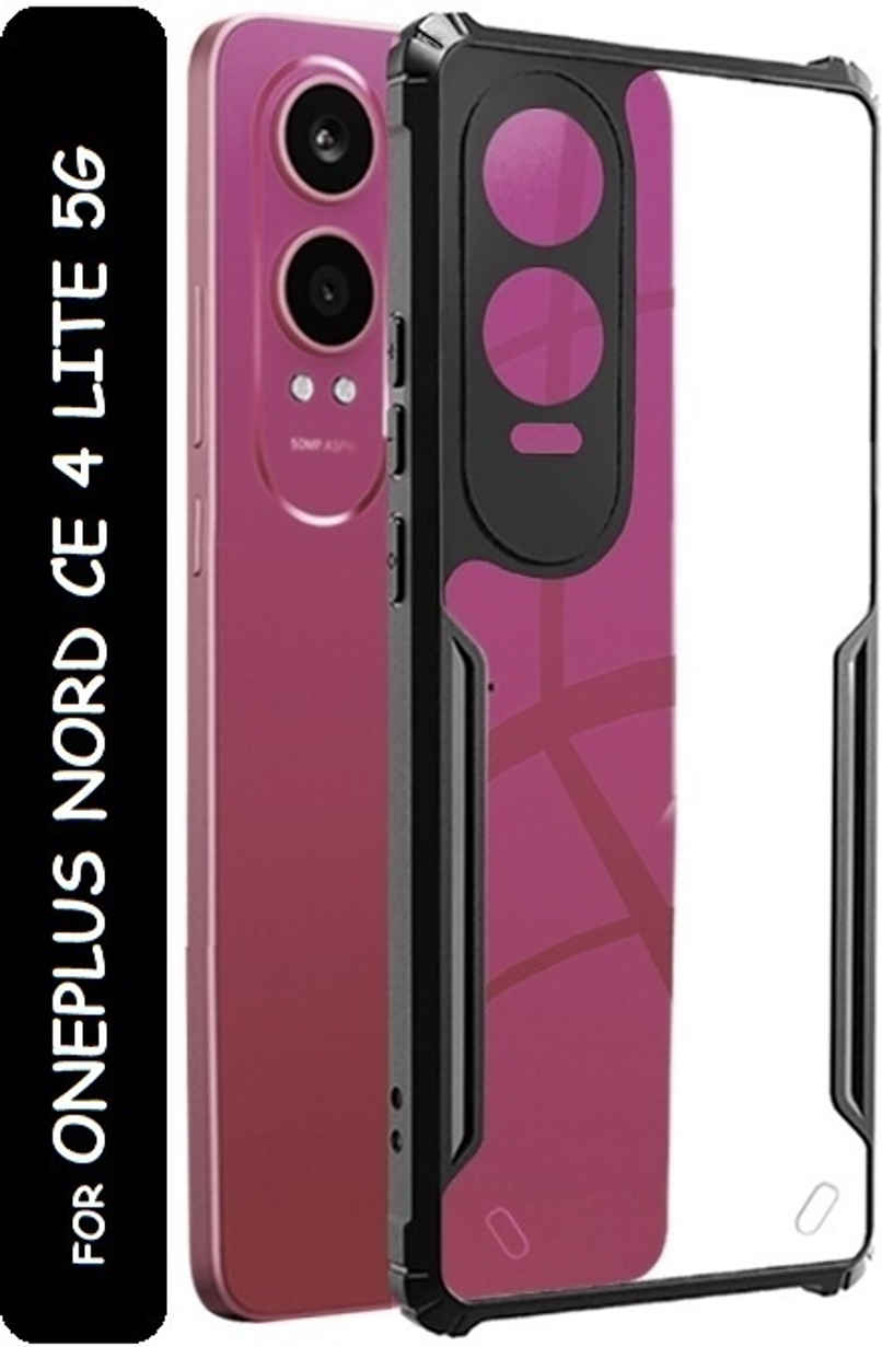 Kwine Case Oneplus Nord Ce 4 Lite Back Cover - Black Bordered Transparent Case