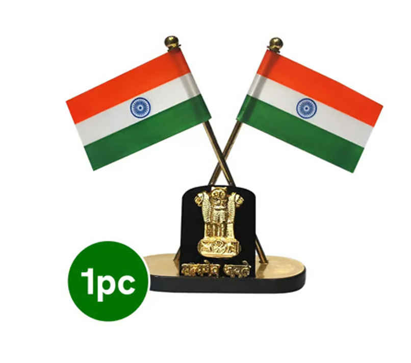 Tiyutraditions Table Cross Indian Flags With Emblem - Metal