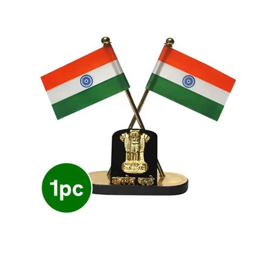 Table Cross Indian Flags With Emblem | Metal | Tiyu traditions