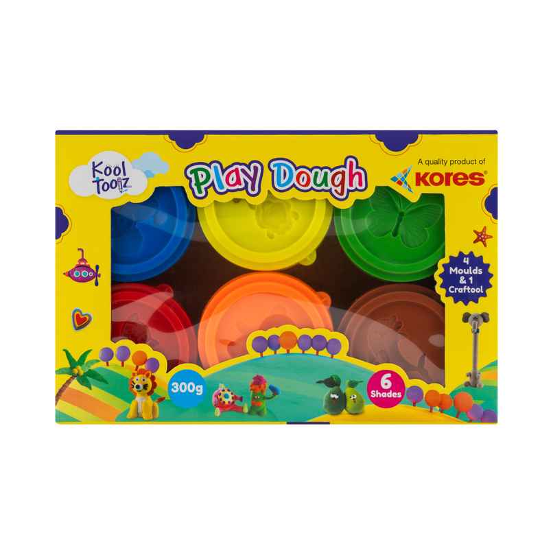 Kores Play Dough | 6 Shades | 5 Moulds | Creative Fun