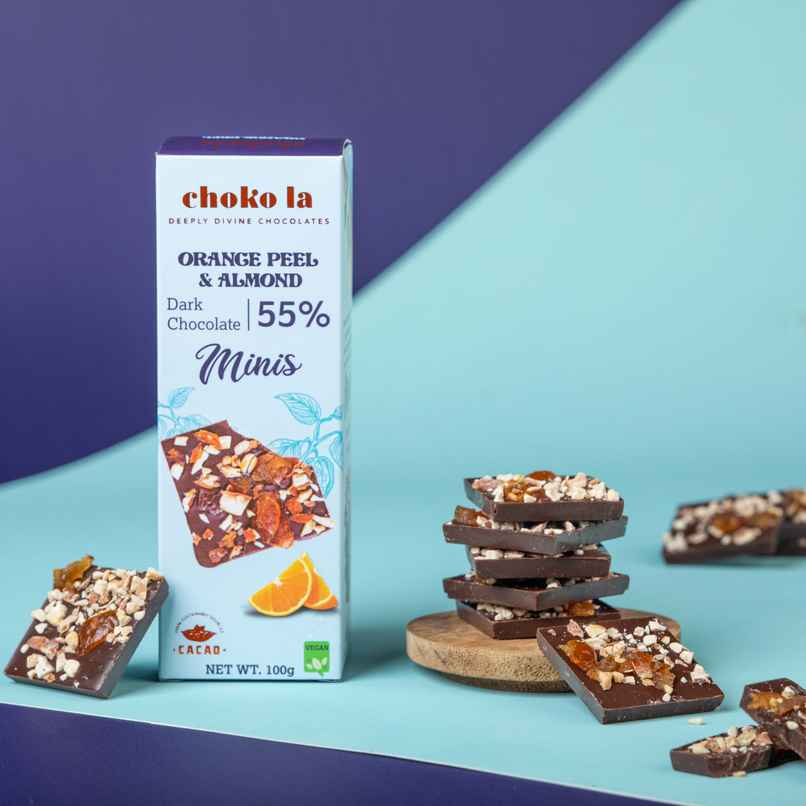 Chokola Orange Peel & Almond Chocolate Minis