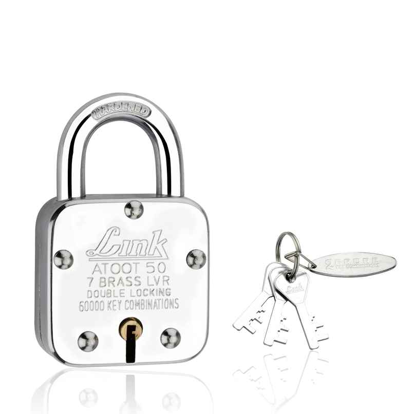 Link Stainless steel Brass Levers With Hardened Shackle Atoot 50 mm padlock with 3 Keys Link Stainless steel Brass Levers With Hardened Shackle Atoot 50 mm padlock with 3 Keys