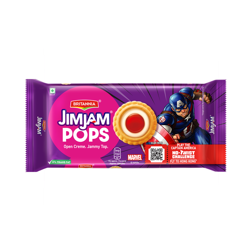 Britannia Jimjam Pops, Crunchy Cookie Vanilla creme Biscuits