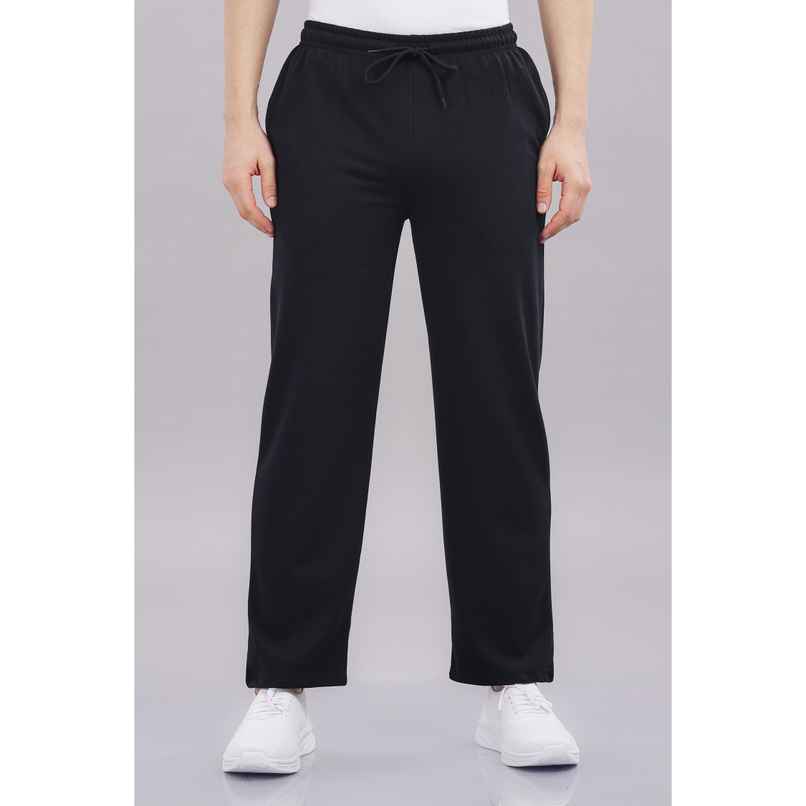 Springman Men's Solid Cotton Rich French Terry Baggy Track Pant | Black - S