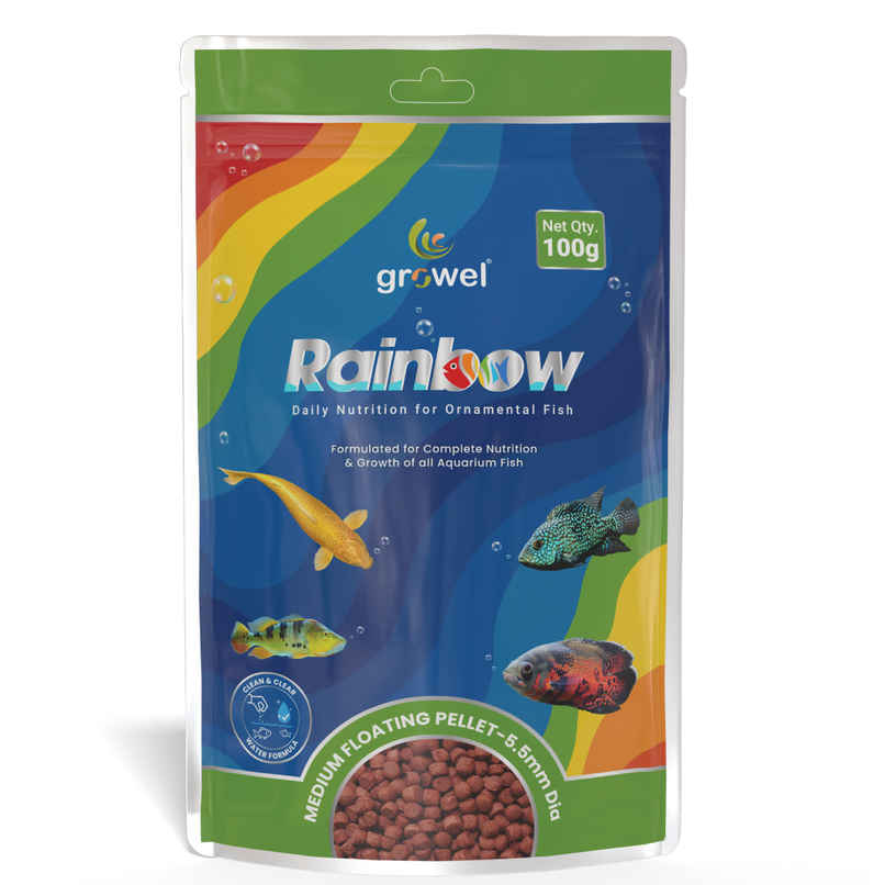 Growel Rainbow Medium Floating Pellets | 5.5mm Pellet Size | Highly Digestible & Nutritious Growel Rainbow Medium Floating Pellets | 5.5mm Pellet Size | Highly Digestible & Nutritious