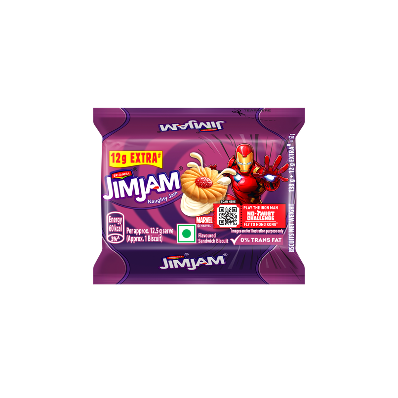 Britannia Treat Jim Jam Naughty Jam creme Biscuits | Trans Fat-free