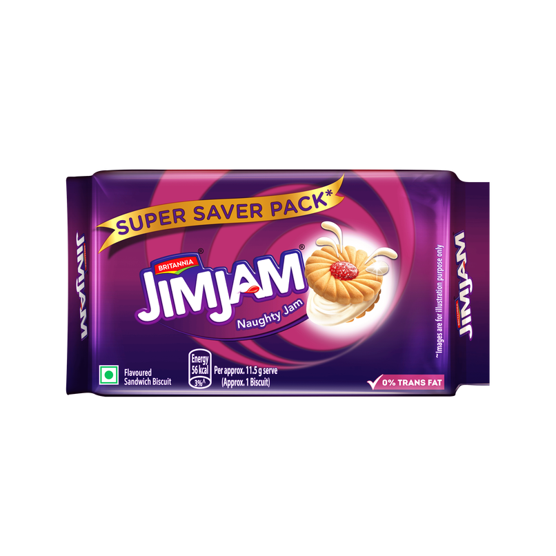Britannia Treat Jim Jam Naughty Jam creme Biscuits | Trans Fat-free
