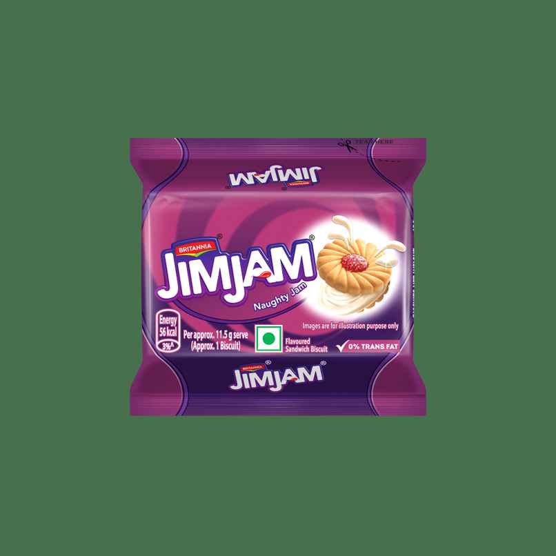 Britannia Treat Jim Jam Naughty Jam creme Biscuits | Trans Fat-free