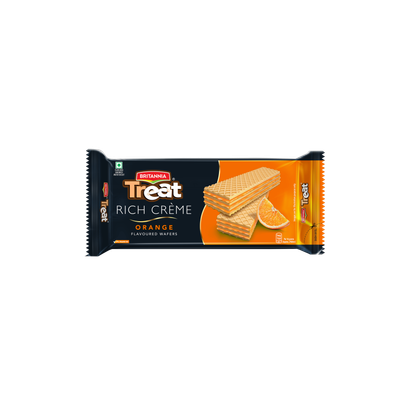 Britannia Treat Rich Creme Flavoured Wafers Orange Wafer | Trans Fat-free
