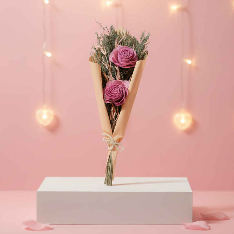 Pastel Pink Rose Love Dried Flowers Bouquet | Ideal for Gifting | Poshh Pastel Pink Rose Love Dried Flowers Bouquet | Ideal for Gifting | Poshh