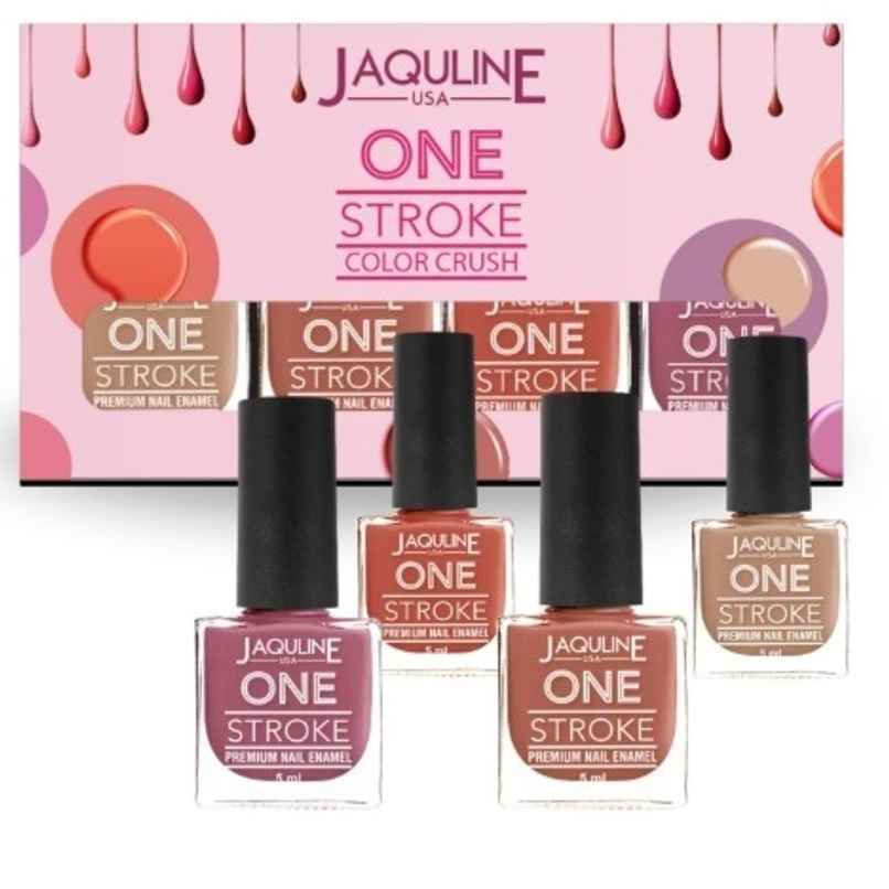 Jaquline USA Color Crush Nail Paint Set of 4 | Long Lasting | Chip Resistant | Highly Pigmented