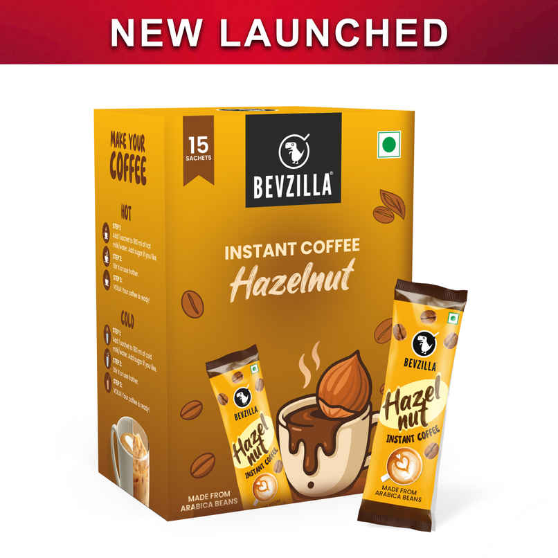 Bevzilla 15 Hazelnut Flavoured Instant Coffee Powder Sachets