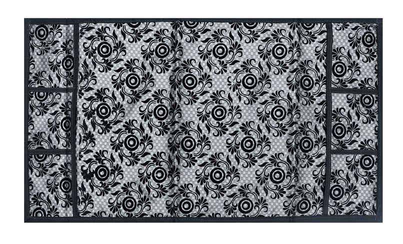 Homeharmony Black & Gray Floral Design Fridge Cover With Six Side Pockets Homeharmony Black & Gray Floral Design Fridge Cover With Six Side Pockets