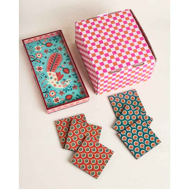 Chumbak Serveware Set - Tray and Coaster set | Teachers Day Special