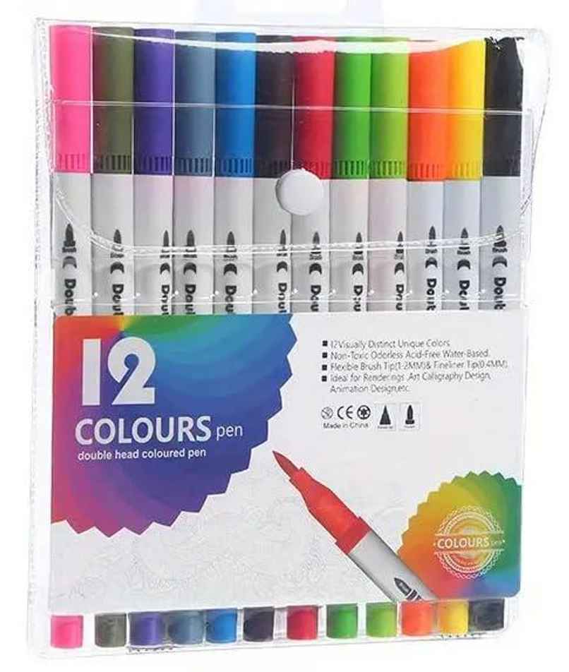12 Color Dual Tip Brush Pen