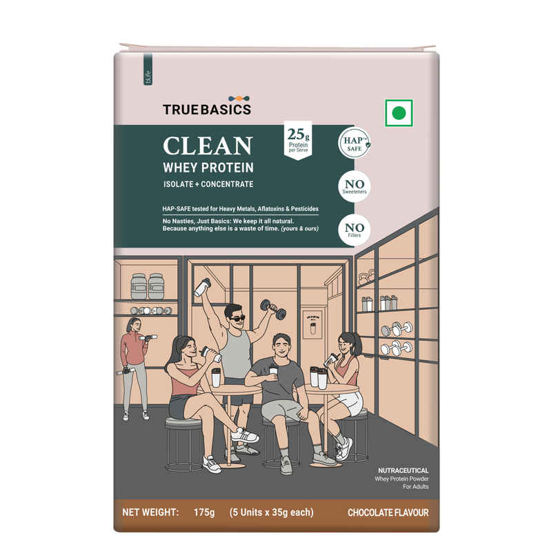 TRUE BASICS Clean Whey Protein Powder Isolate & Concentrate Blend | Chocolate