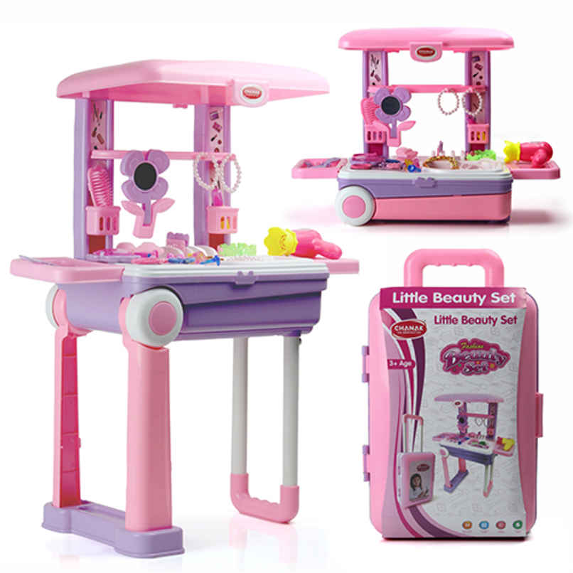 Aditi Toys Beauty Set Trolley - Portable 25-Piece Makeup Kit on Wheels for Girls 3+, BIS Approved