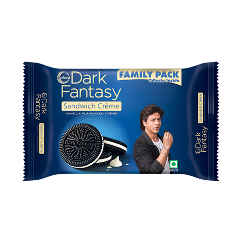 Sunfeast Dark Fantasy Vanilla Creme, Dark Crunchy Biscuit with Smooth Vanilla Creme Sunfeast Dark Fantasy Vanilla Creme, Dark Crunchy Biscuit with Smooth Vanilla Creme