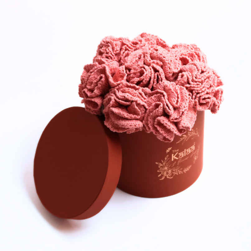 The Kalaa Store Handcrafted Crochet Carnations Flower Box