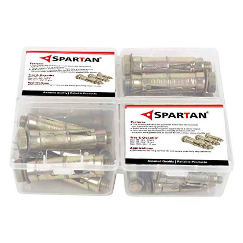 Spartan Bolt Type Wall Anchor Fasteners Kit |Size- 6mm(10 Pcs), 8mm(10 Pcs), 10mm(10 Pcs)