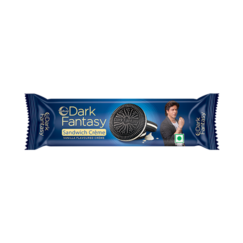 Sunfeast Dark Fantasy Vanilla Crème | Dark Crunchy Biscuit with Smooth Vanilla Crème
