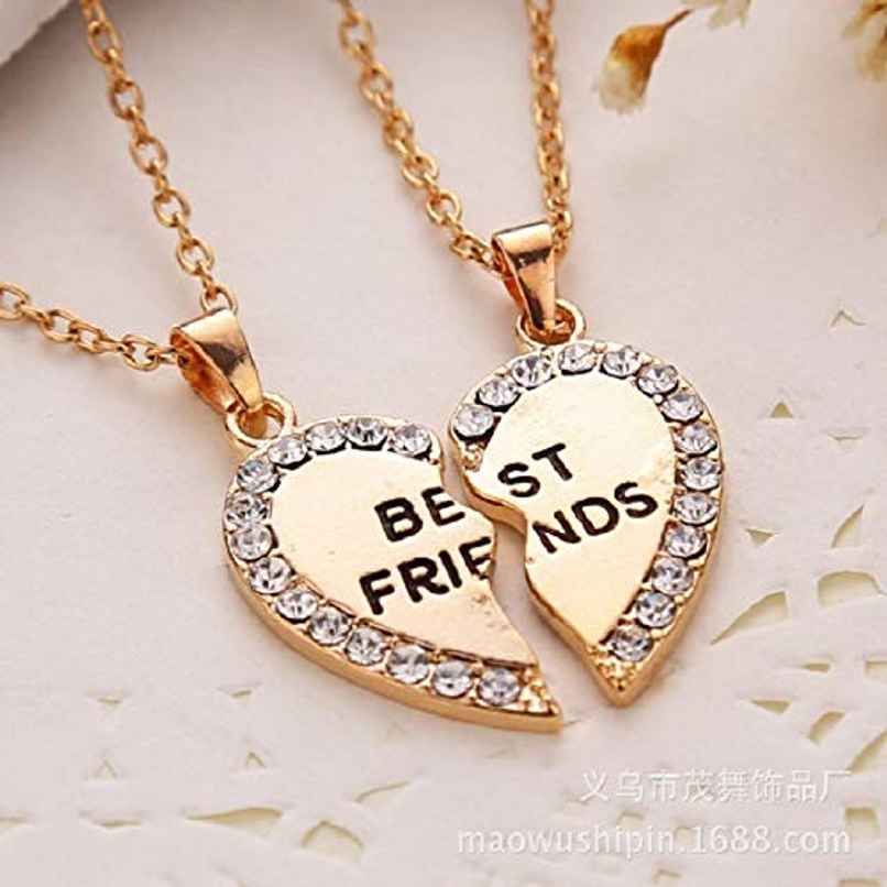 Yellow Chimes Set Of 2 Gold-Plated Best Friends Heart Pendant With Chain