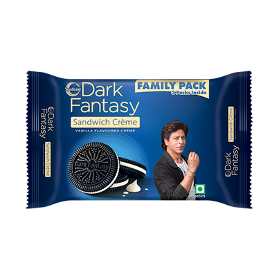 Sunfeast Dark Fantasy Vanilla Cream Dark Crunchy Biscuits | Artificial Colour-free