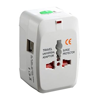 Basics IND Universal Travel Adapter,2.4 A Multi-pin Wall Charger for Mobile with Detachable Cable - White