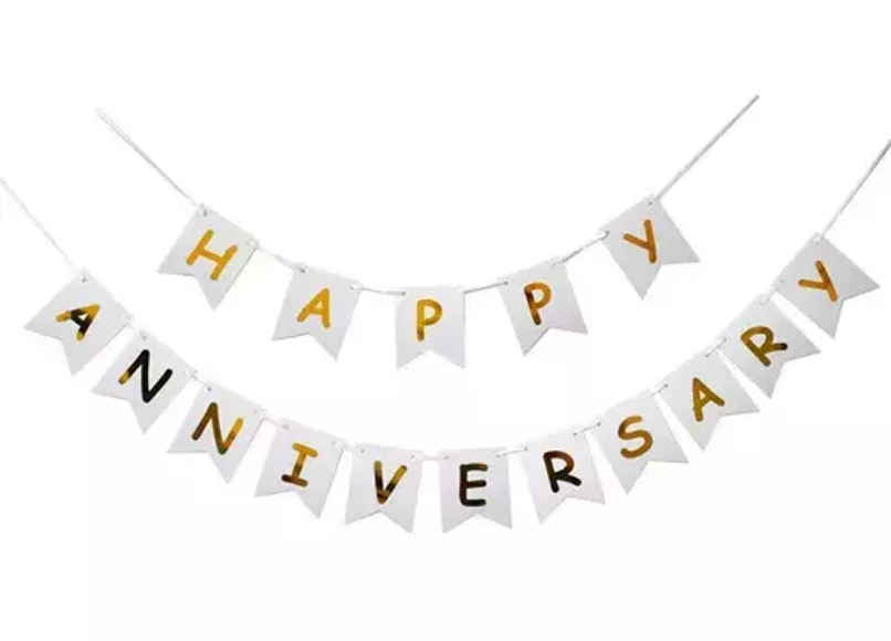 Happy Anniversary Banner | 16 Paper Flags | Colour May Vary | Se7en