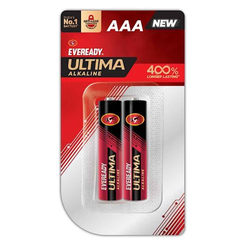Eveready Ultima Alkaline AAA Battery, 400% Longer Lasting|Pack of 2 Eveready Ultima Alkaline AAA Battery, 400% Longer Lasting|Pack of 2