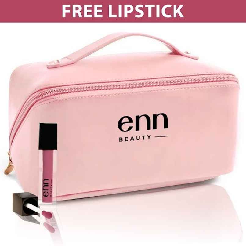 ENN Beauty Travel Tote - Multifunctional Organizer Makeup Bag with Free Lipstick
