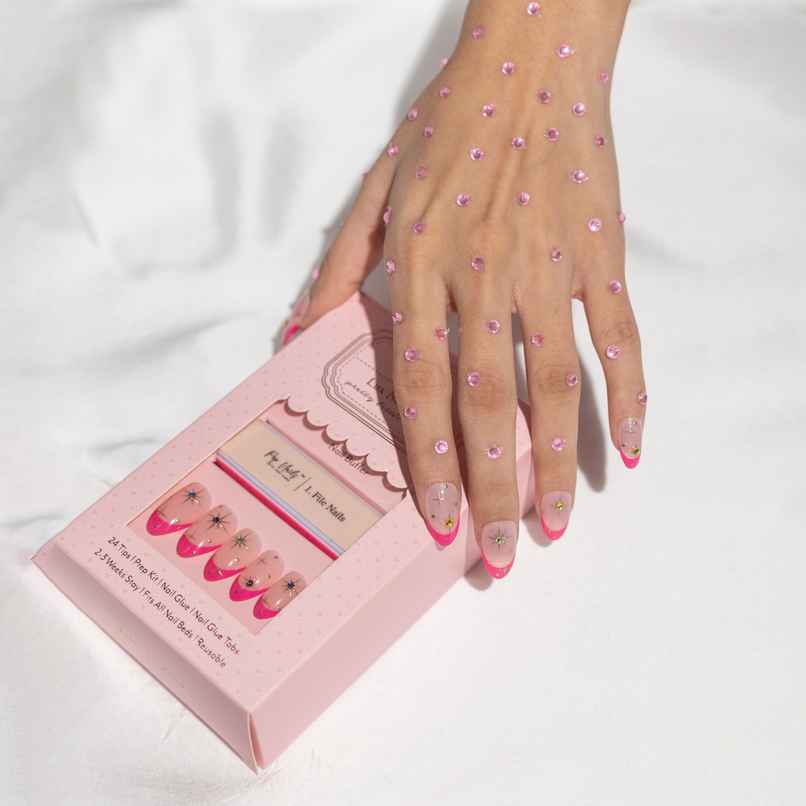 Pep Nails Blush & Bling Pink Gemstone Medium Almond Reusable Press On Nails | 24 Nail Tips Pep Nails Blush & Bling Pink Gemstone Medium Almond Reusable Press On Nails | 24 Nail Tips