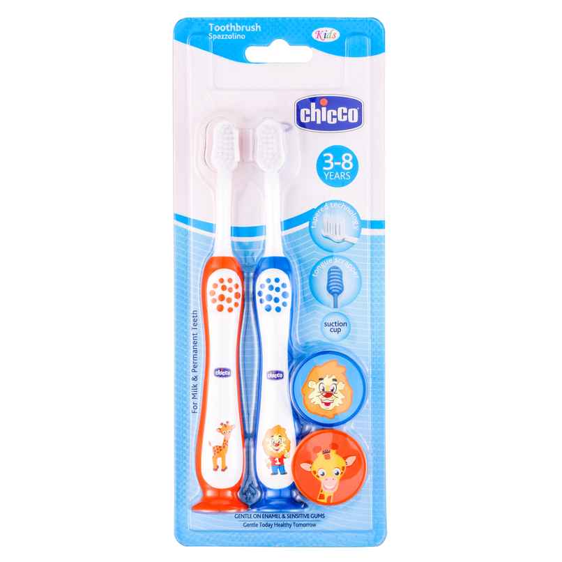 Chicco Toothbrush Set Blue+Orange 3Y-8Y