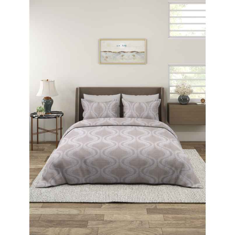 BAY6 100% Cotton Groovy Super Soft Double Bedsheet 120 Tc With 2 Pillow Covers - Brown