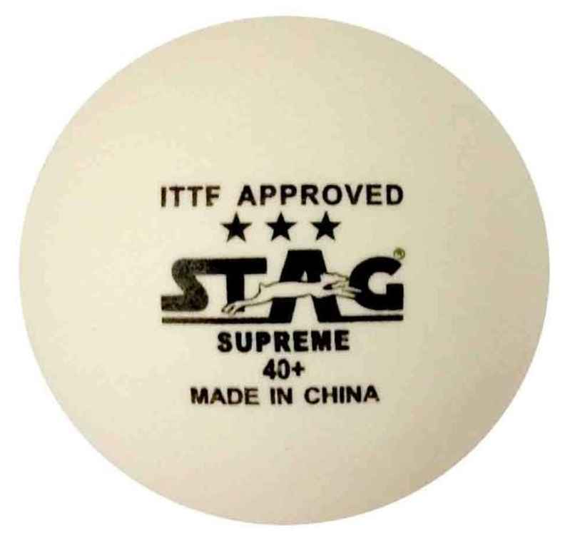 Stag 3 Star Supreme Table Tennis Plastic Ball Pack Of 3 (White)