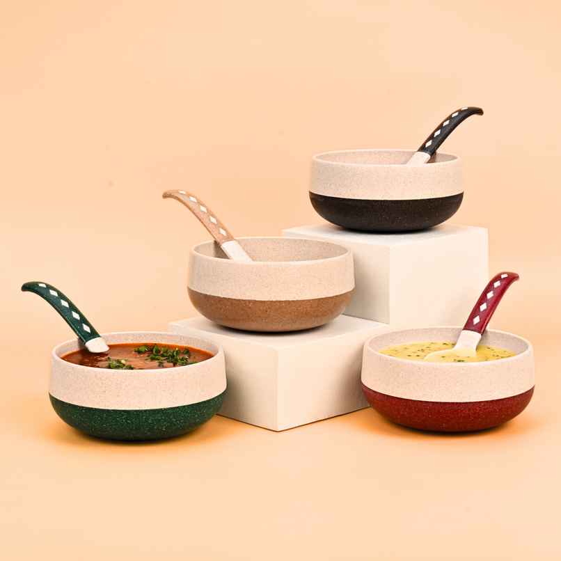 Eha Earth-Friendly Small Soup Bowls| 250 ml | Set Of 4 - Assorted