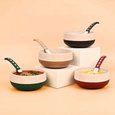 Eha Earth-Friendly Small Soup Bowls| 250 ml | Set Of 4 - Assorted