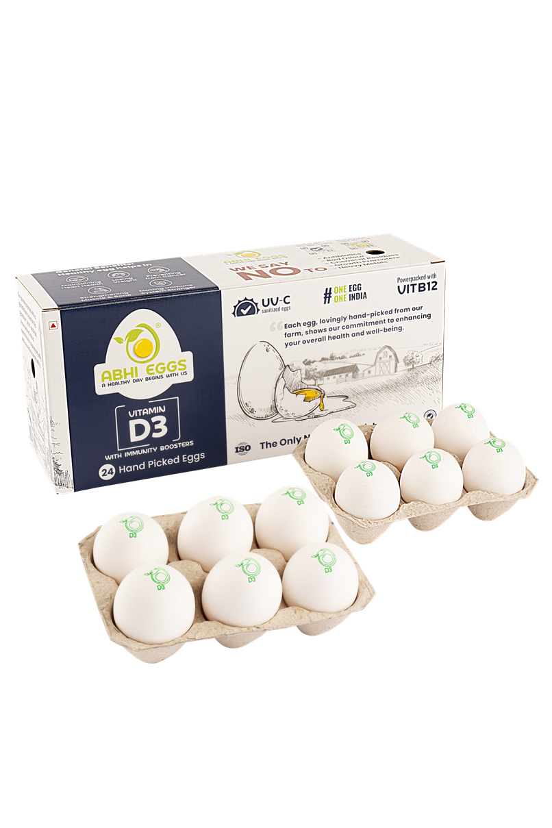 Abhi Vit D3 White Eggs With Immunity Boosters | Pack Of 24