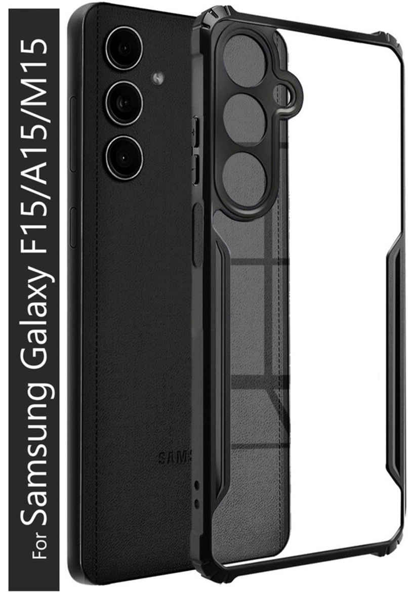 Kwine Case Samsung Galaxy F15 / A15 / M15 Back Cover - Black Bordered Transparent Case