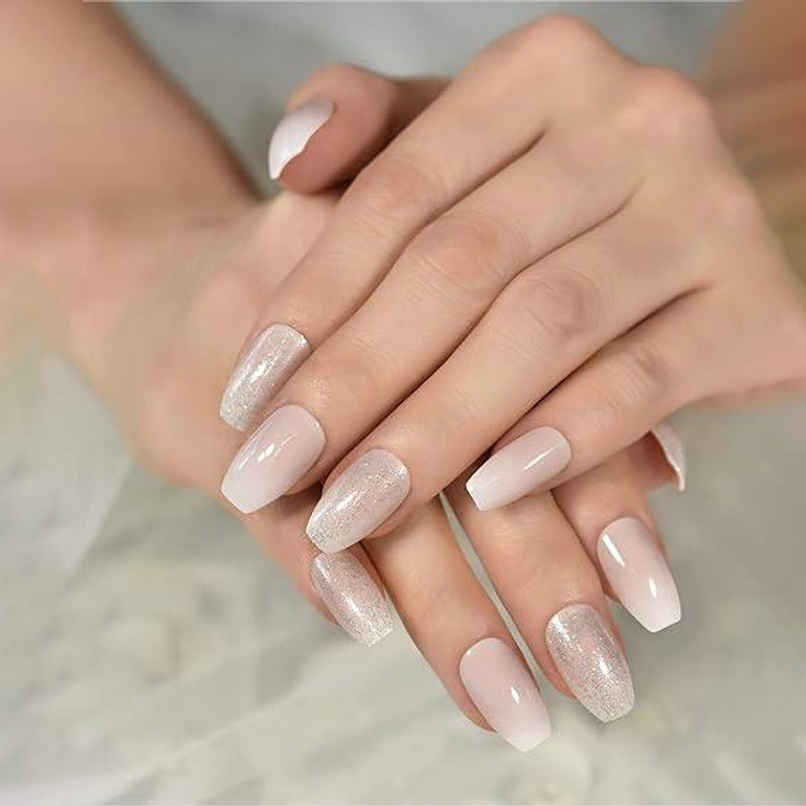 Gush Beauty Nailed It | Reusable Luxury Press On Nails | Medium Coffin | Heavenly | Nude & Grey Gush Beauty Nailed It | Reusable Luxury Press On Nails | Medium Coffin | Heavenly | Nude & Grey