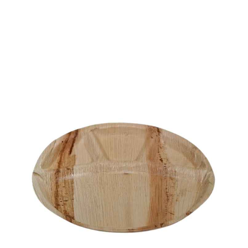Disposable Palm Round Compartment Plate | 12 inch | Pack of 10 | Antzco