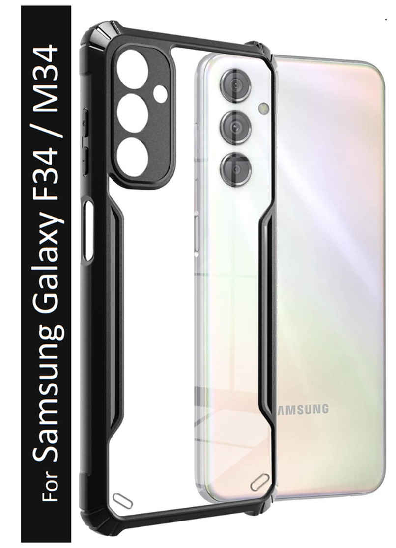 Kwine Case Samsung Galaxy F34 / M34 Back Cover - Black Bordered Transparent Case Kwine Case Samsung Galaxy F34 / M34 Back Cover - Black Bordered Transparent Case