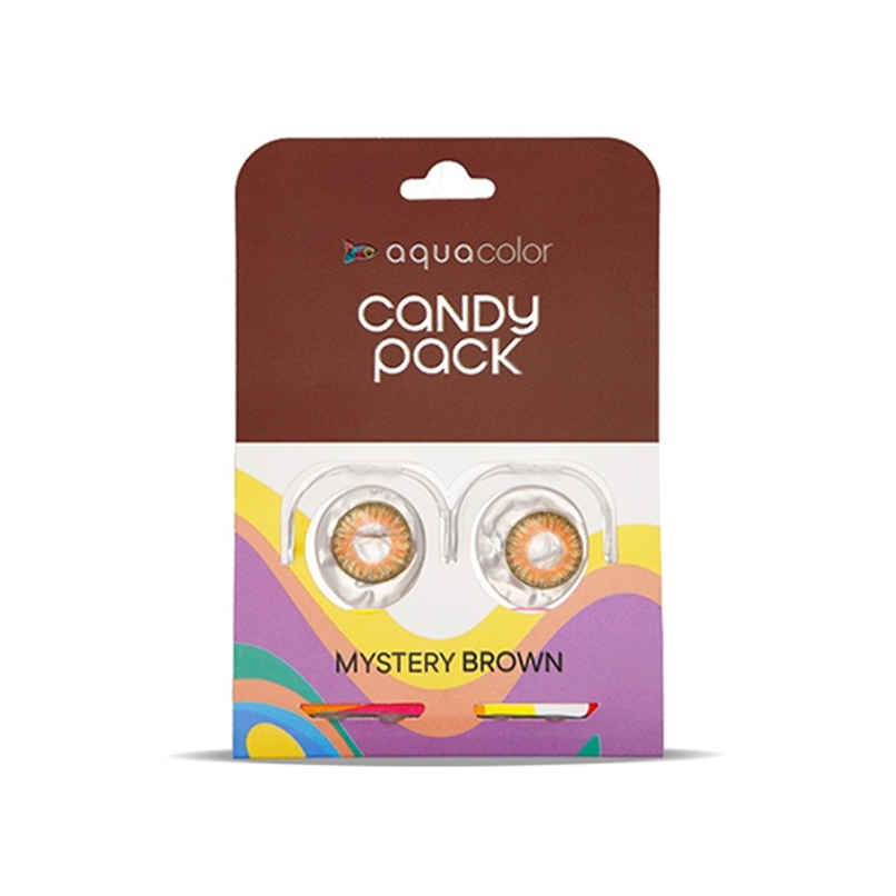 Aquacolor Daily Disposable Contact Lens- Mystery Brown (2 Lens Candy Pack) | Zero Power Aquacolor Daily Disposable Contact Lens- Mystery Brown (2 Lens Candy Pack) | Zero Power