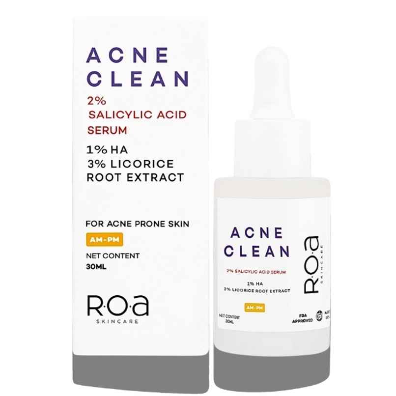 R.O.A Skincare Acne Clean 2% Salicylic Acid Serum For Acne Prone Oily Skin, Blackheads & Open Pores