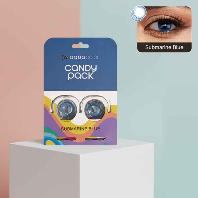 Aquacolor Daily Disposable Contact Lens- Submarine Blue (2 Lens Candy Pack) | Zero Power Aquacolor Daily Disposable Contact Lens- Submarine Blue (2 Lens Candy Pack) | Zero Power